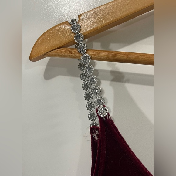 Red floor length velour dress M Studio Vintage Size S M - Picture 7 of 15